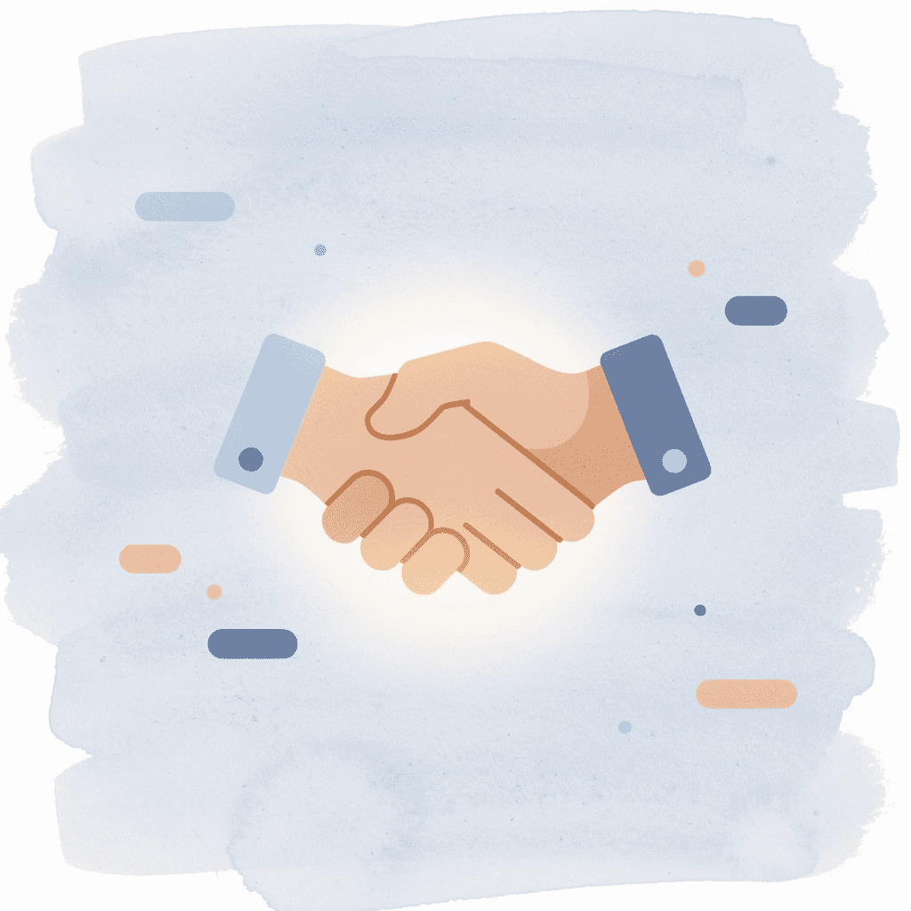 Handshake icon representing a real trading system