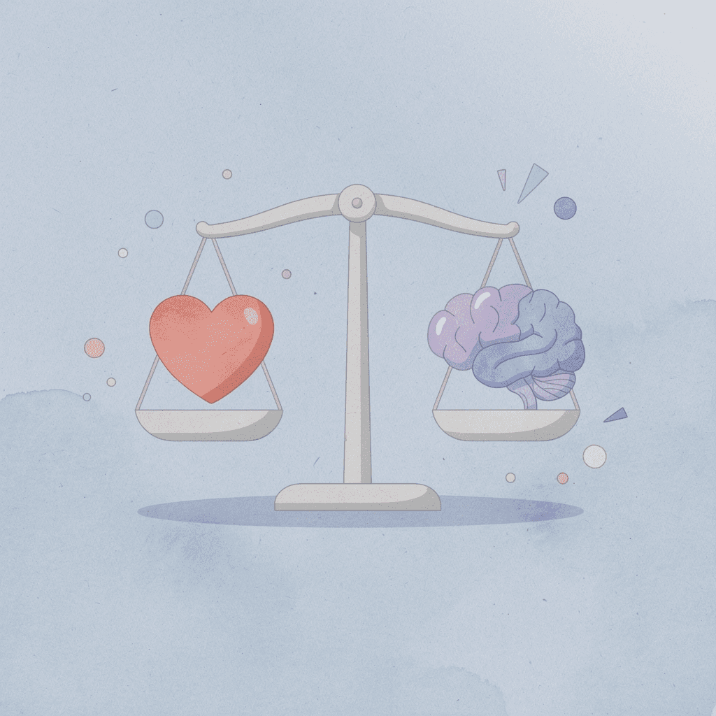  Balance scale showing AI automation versus human judgment in trading