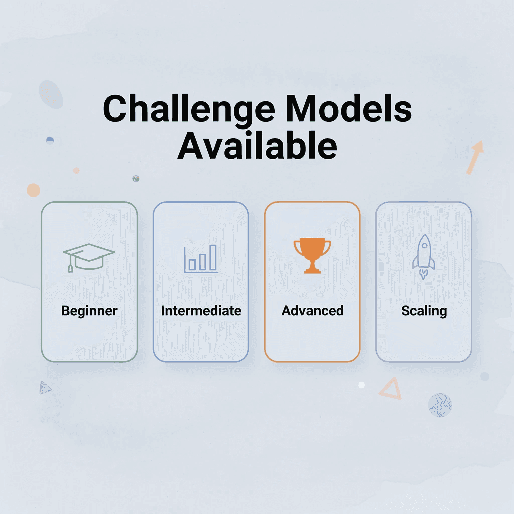 Infographic showing different challenge models available