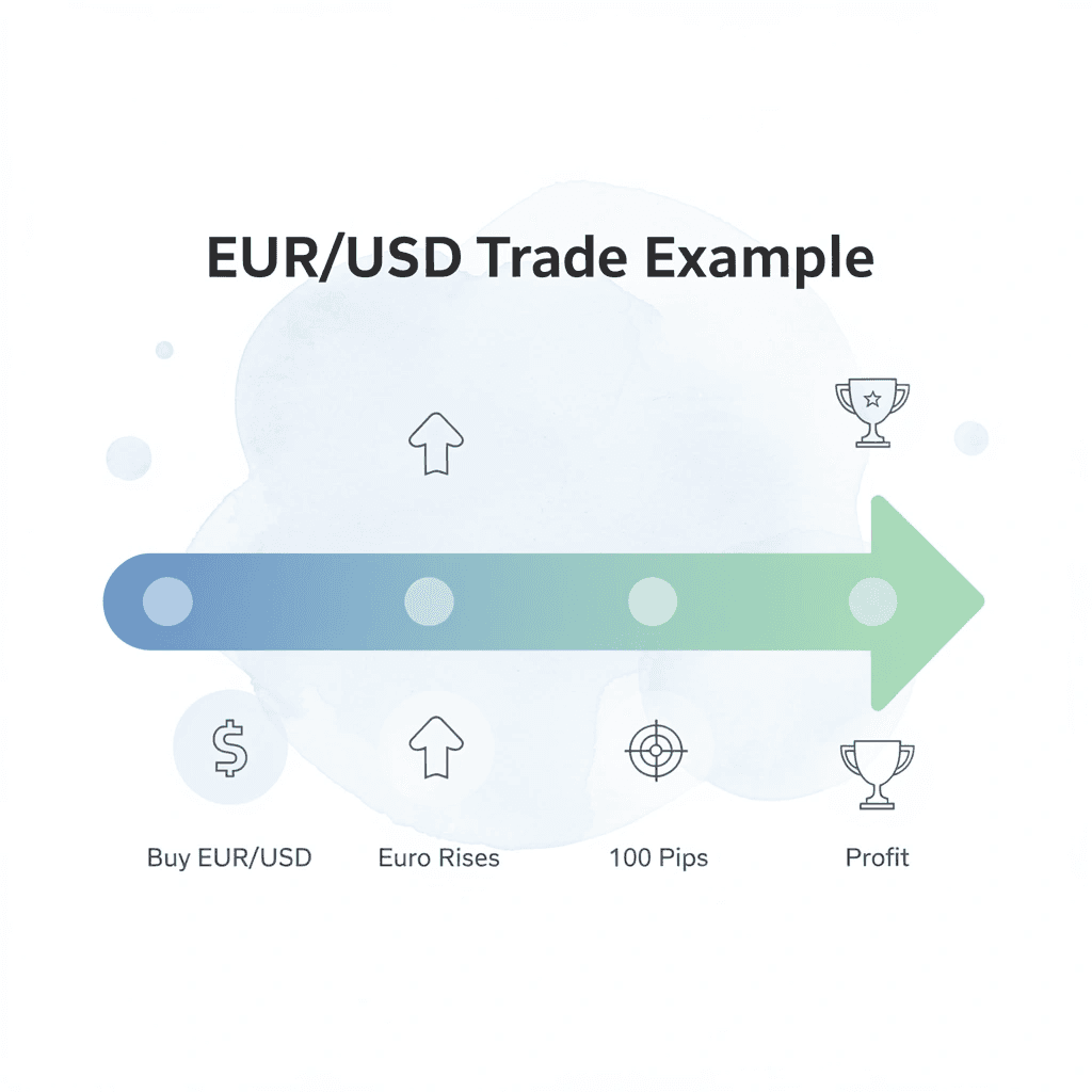 Step-by-step progression of EUR/USD trade example