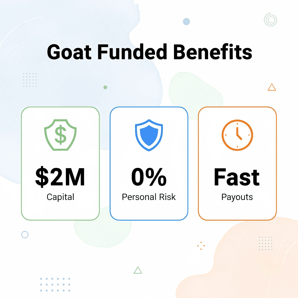 Statistics showing Goat Funded Trader benefits