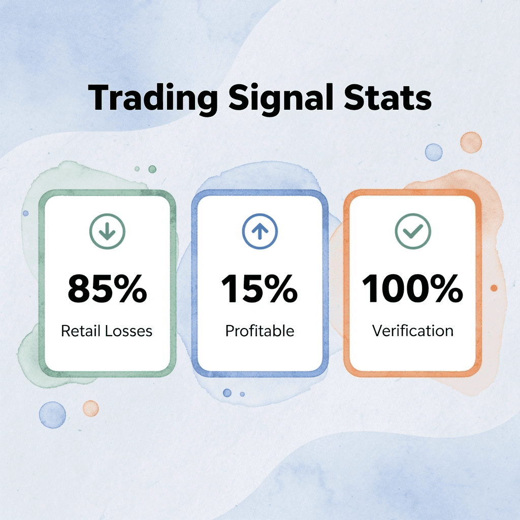 Statistics showing trading signal performance metrics