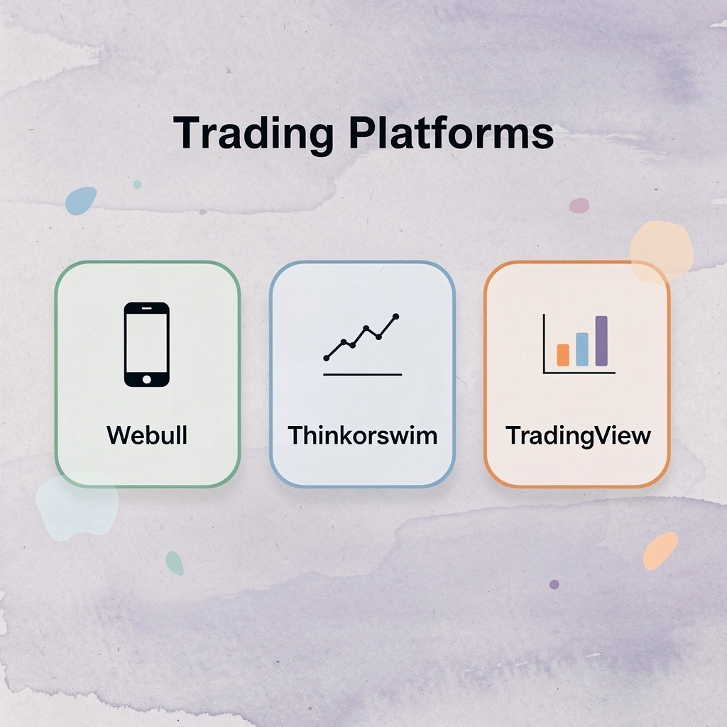 Infographic showing three popular paper trading platforms