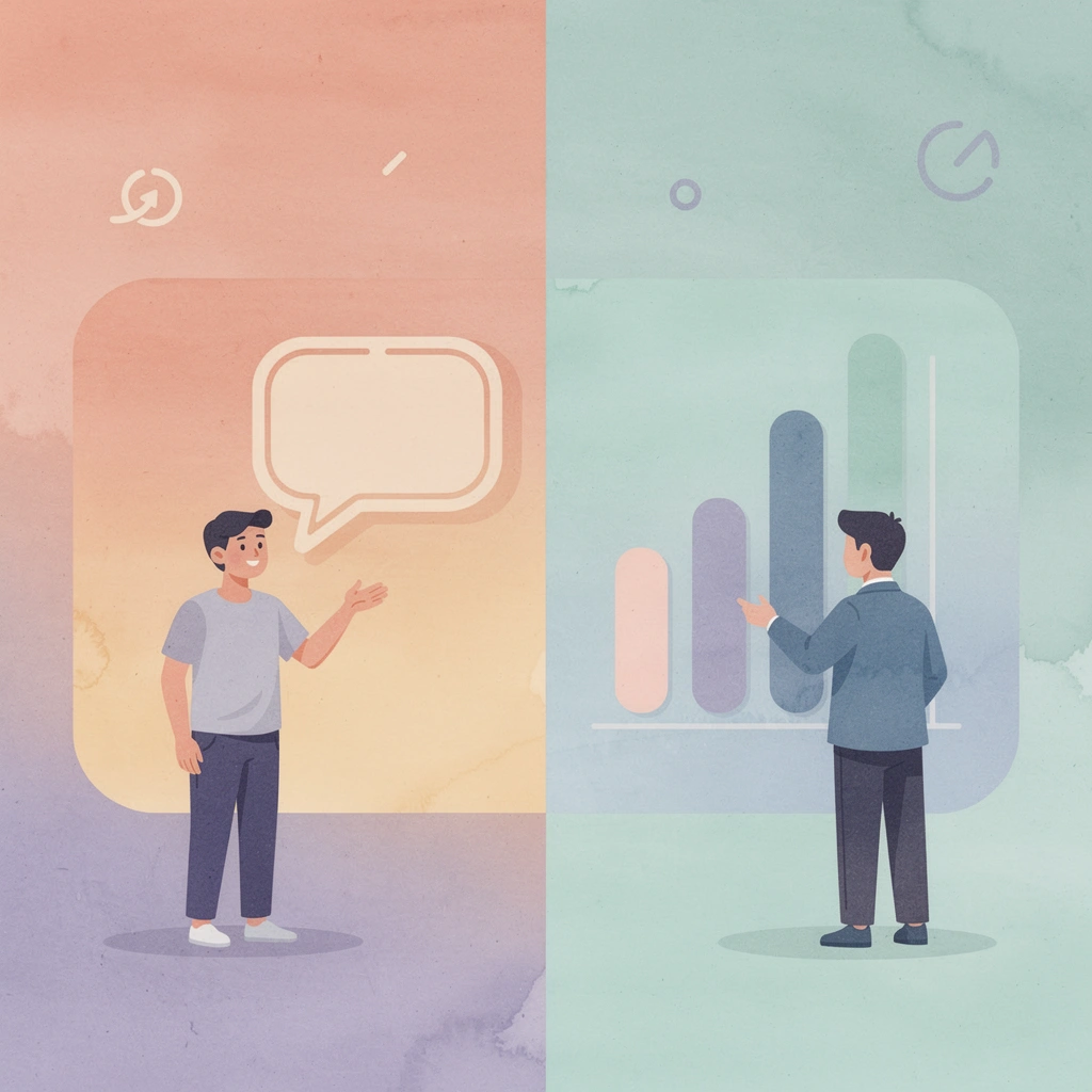 Split scene showing contrast between paper trading and real trading