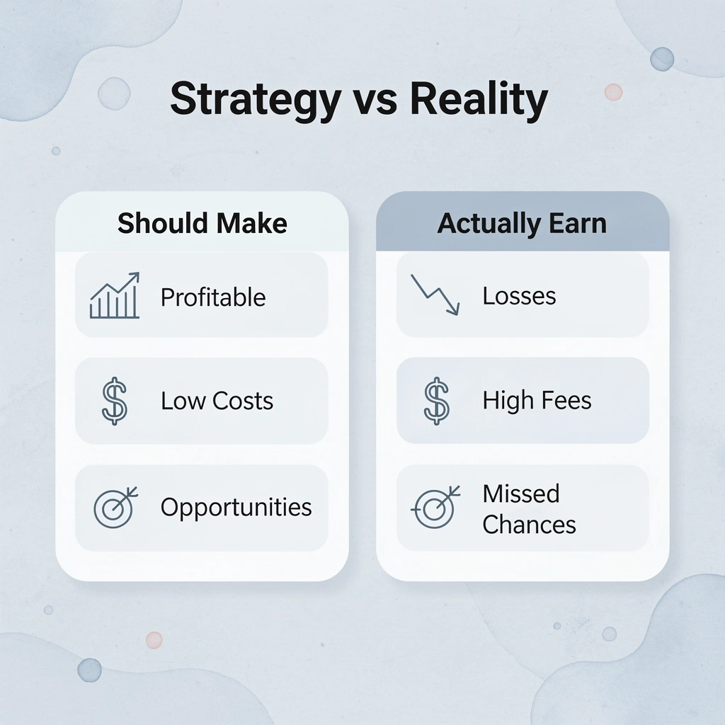 Comparison showing strategy expectations versus actual emotional trading results