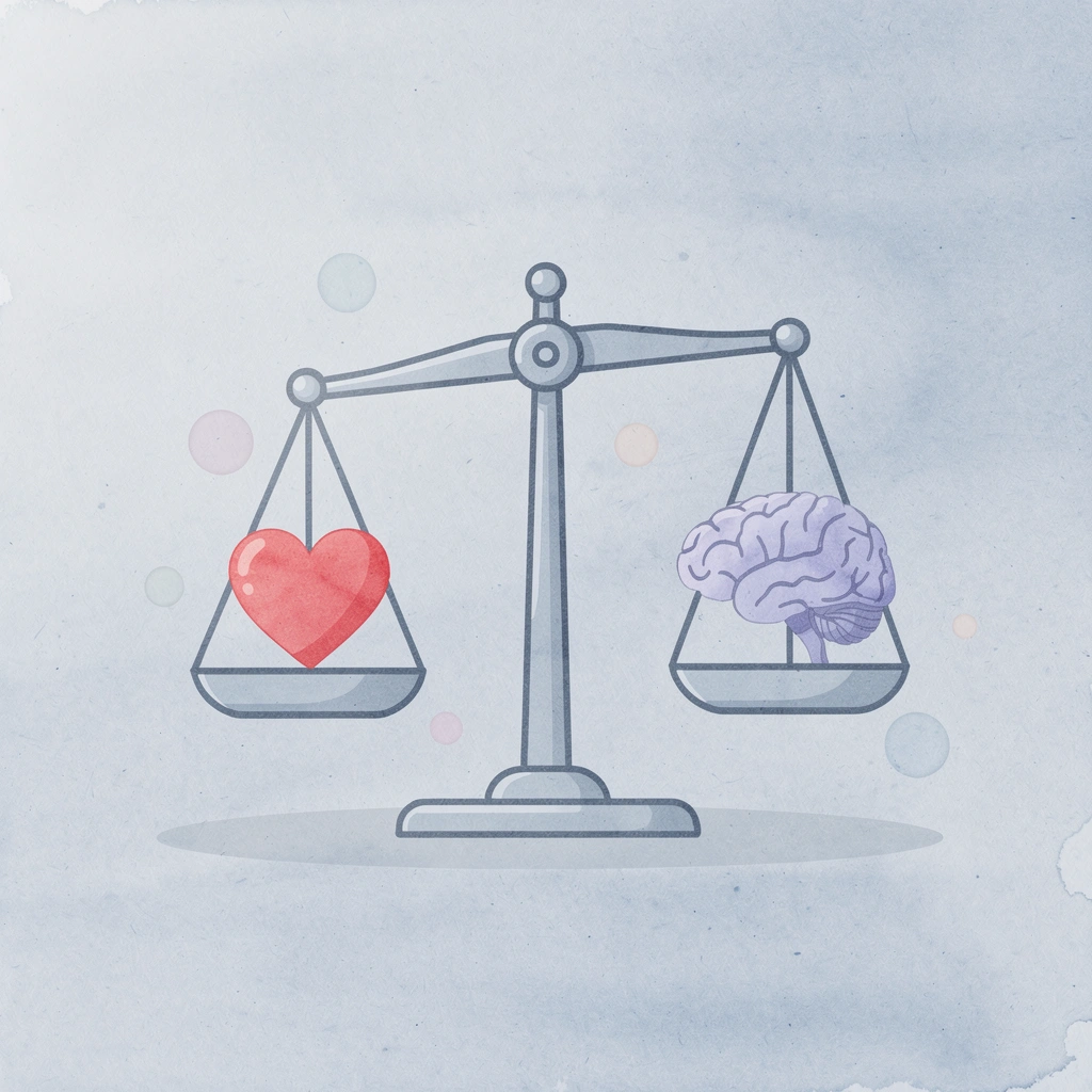 Balance scale showing emotions versus systematic discipline