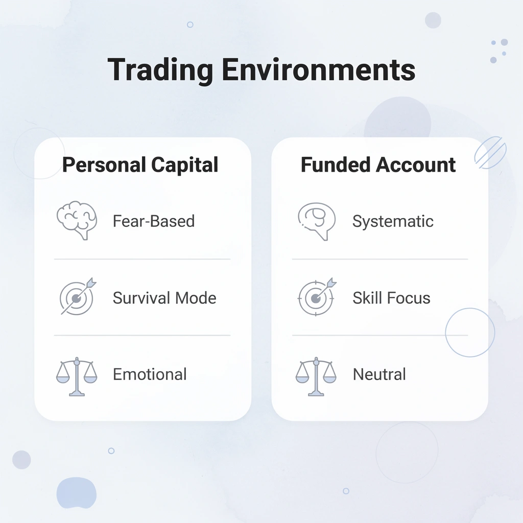Comparison of personal capital vs funded account trading environments