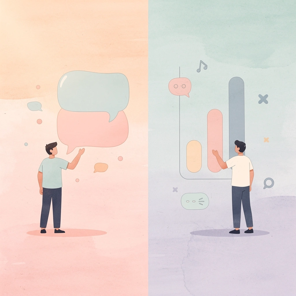 Split scene comparing systematic versus emotional trading approaches