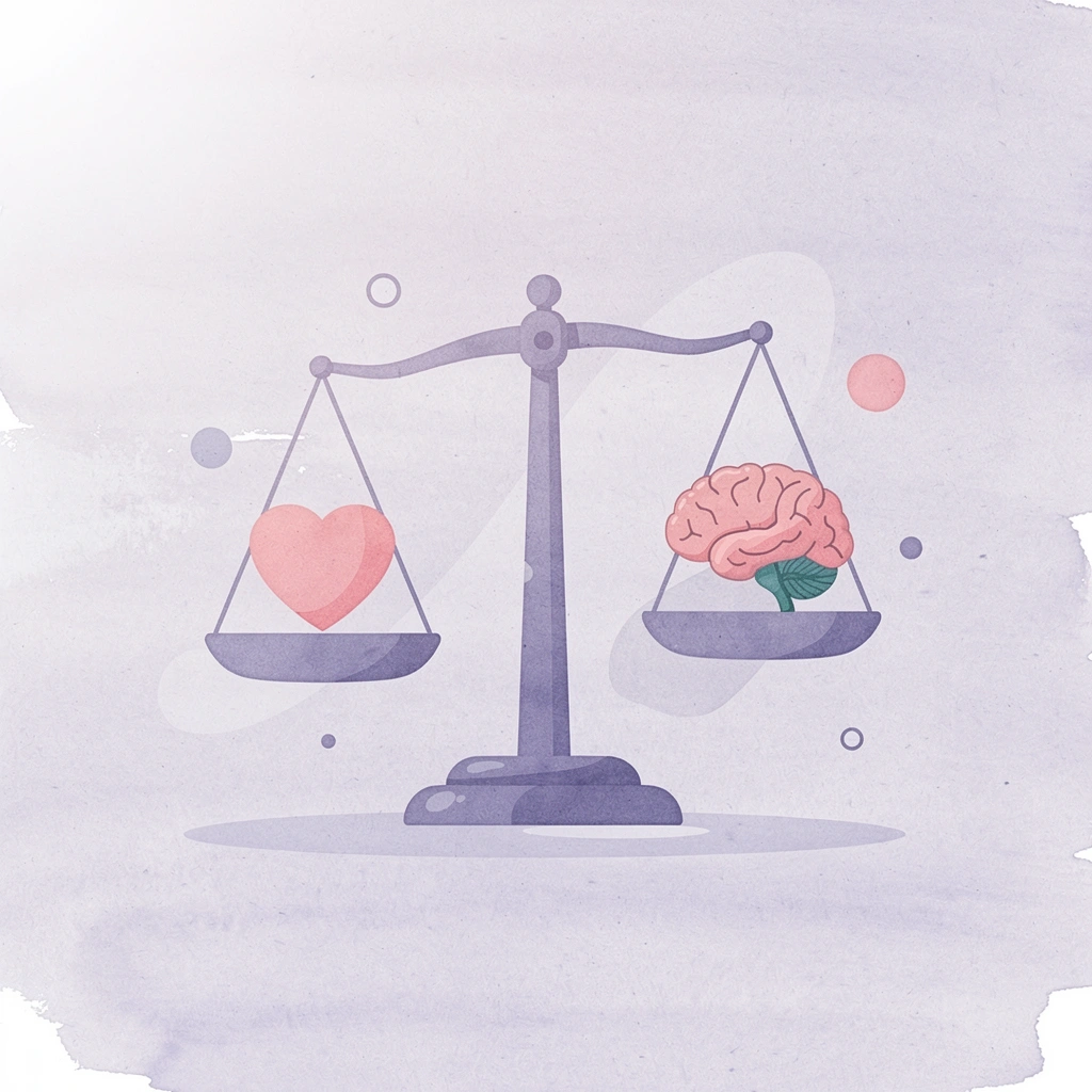 Balance scale comparing win rate focus versus risk management