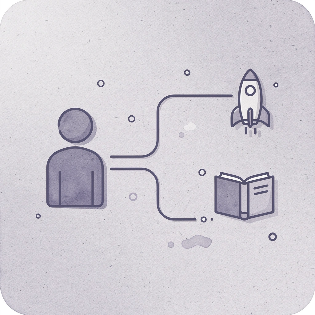 Icon showing trader decision point between testing and live trading