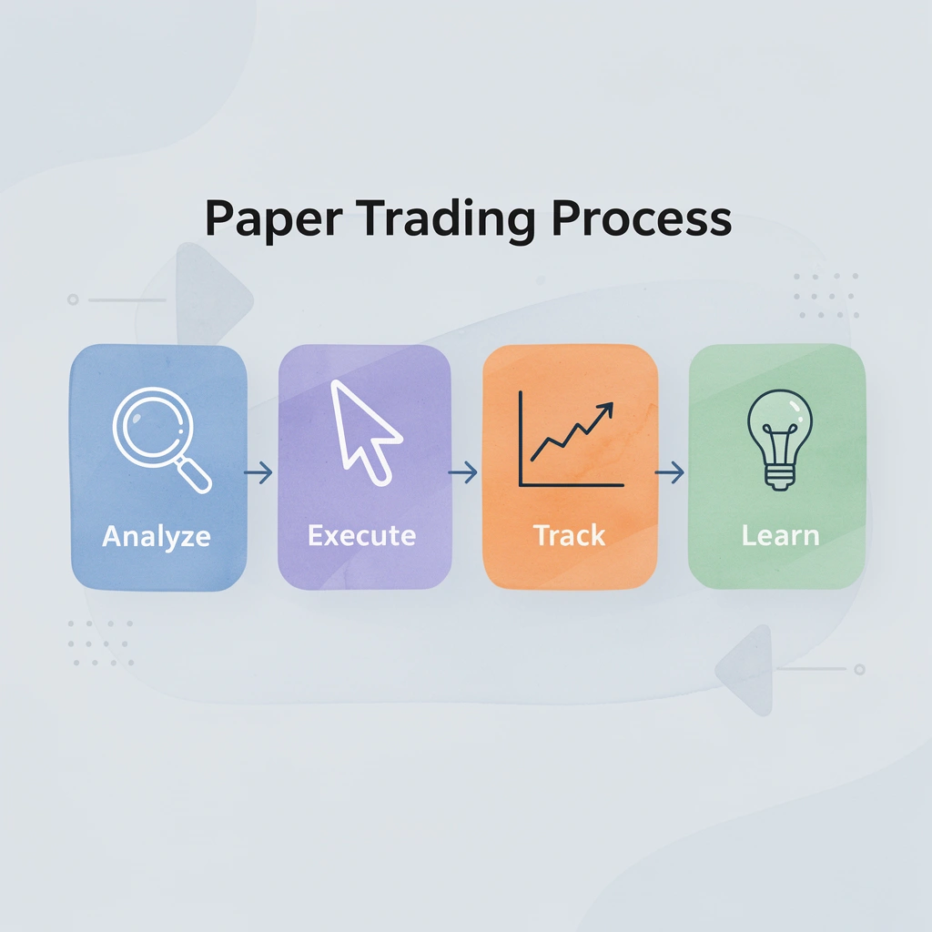 Infographic showing the paper trading process flow