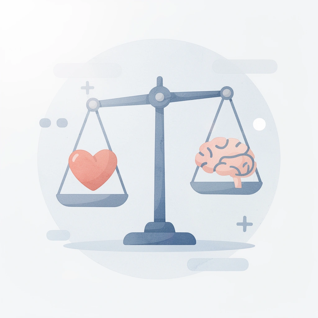 Balance scale comparing inaction versus growth opportunities