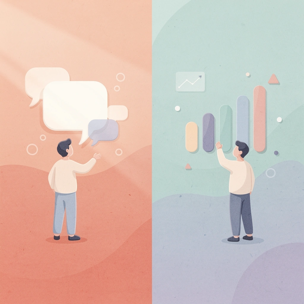 Split scene showing contrast between emotional trading and systematic trading approaches