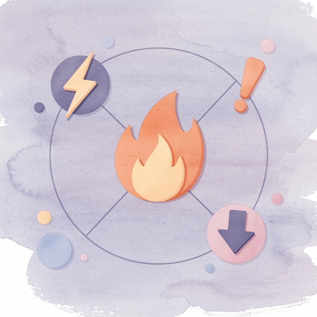 Hub diagram showing a central brain icon connected to four emotional trigger icons representing fear, greed, overconfidence, and frustration