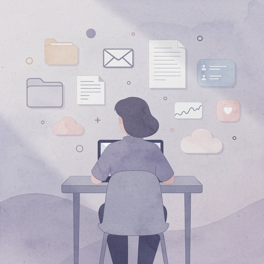 Scene of a disciplined trader at their desk with floating market UI elements representing daily routine