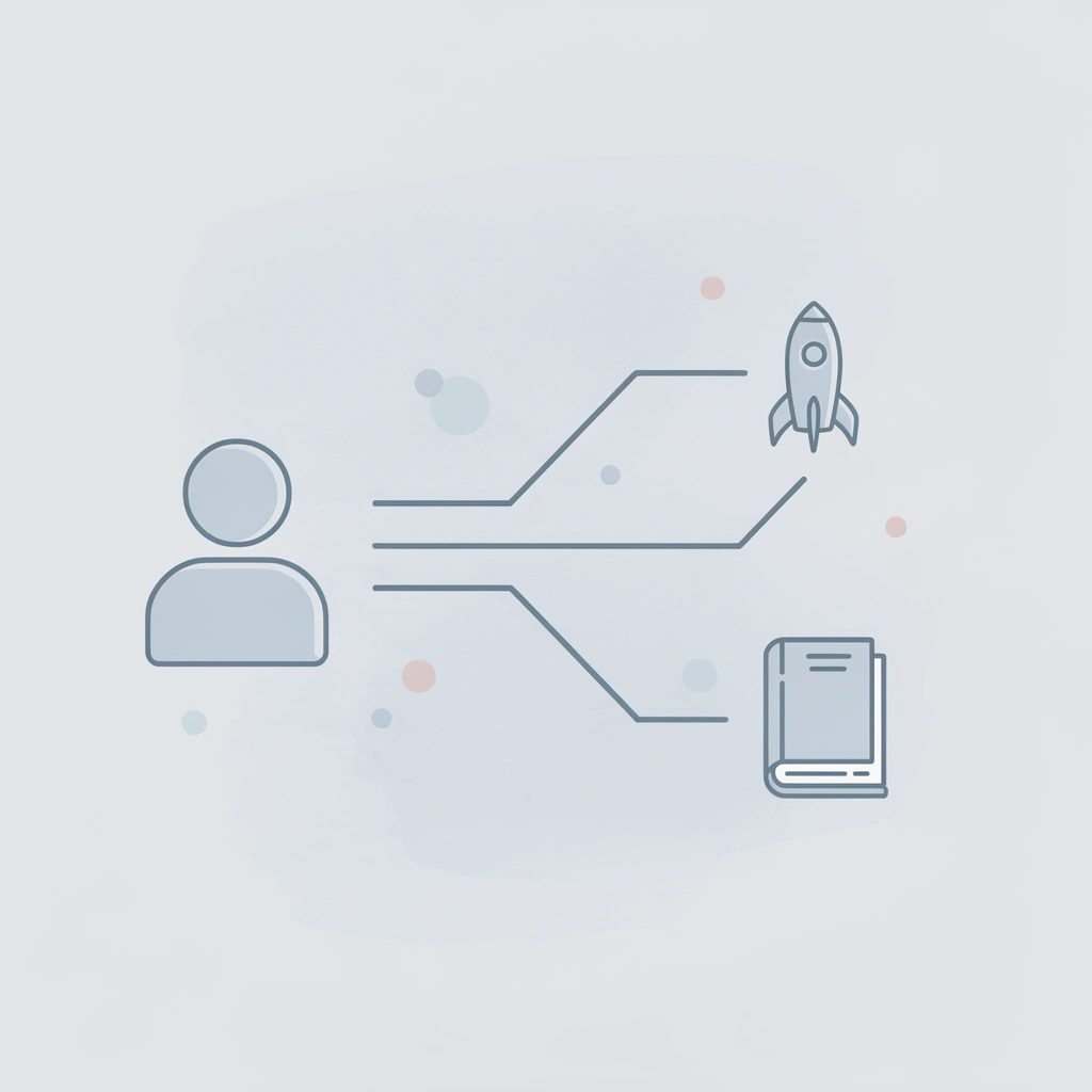  Icon showing a single path splitting into two outcomes for forex beginners