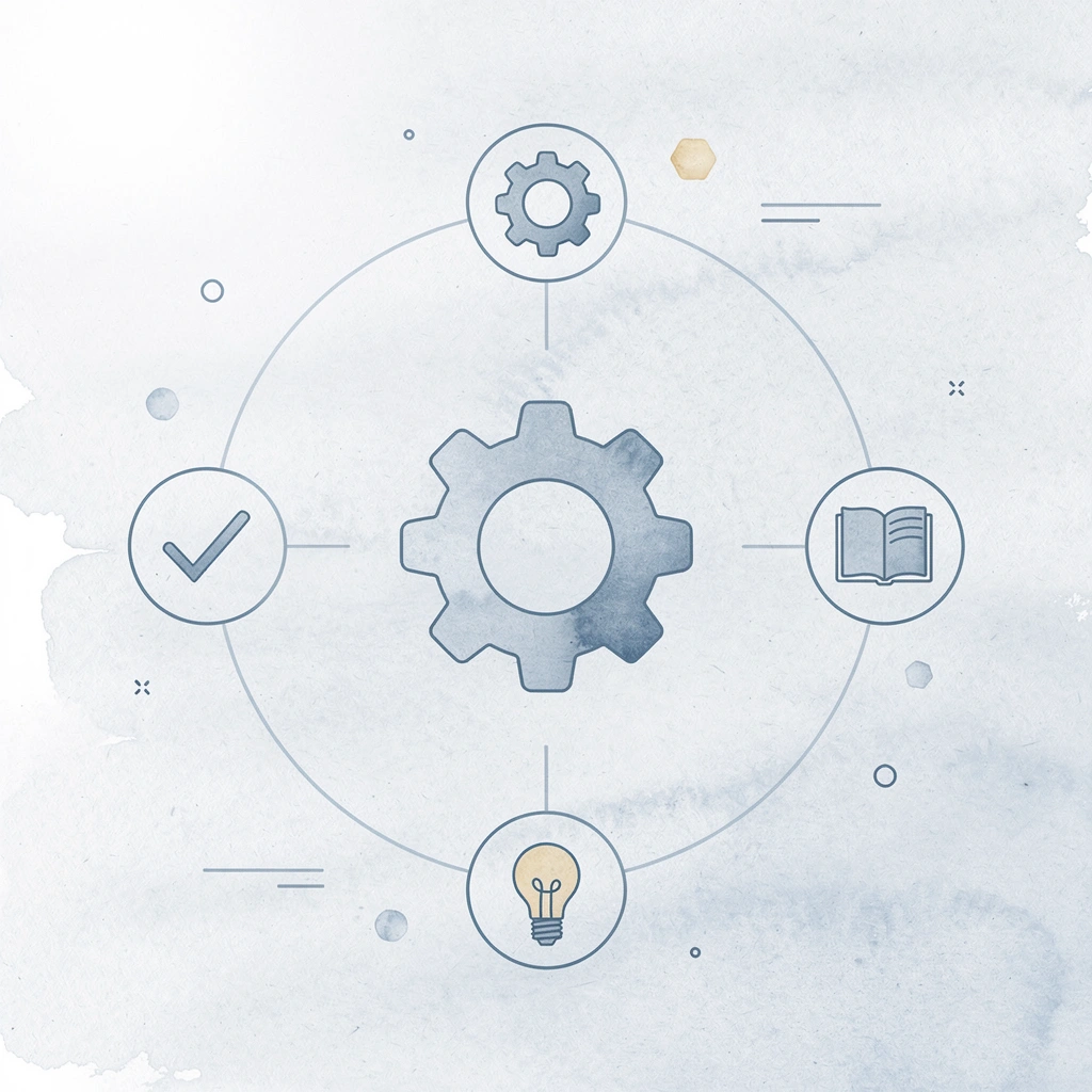 Hub icon showing trading system connected to four key tool types