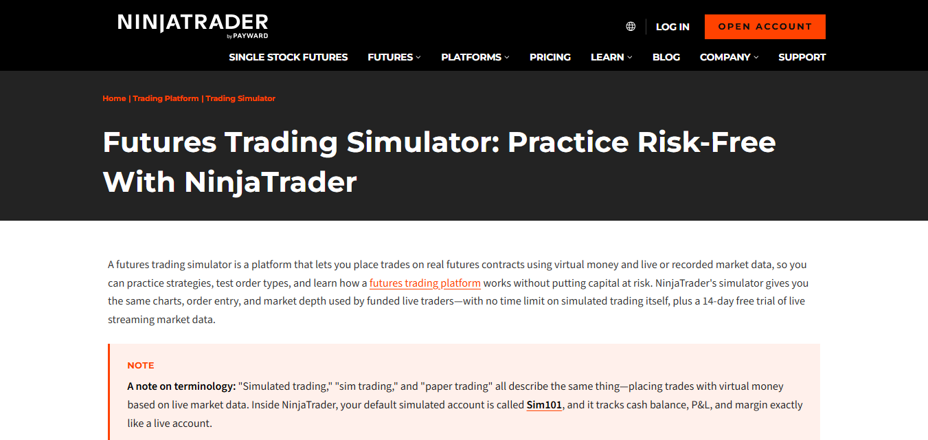7. NinjaTrader Simulator