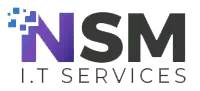 Logo with stylized letters NSM in purple and black, with the word SERVICES beneath in smaller letters.
