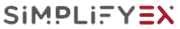 SimplifyEX logo with stylized text in black and red.