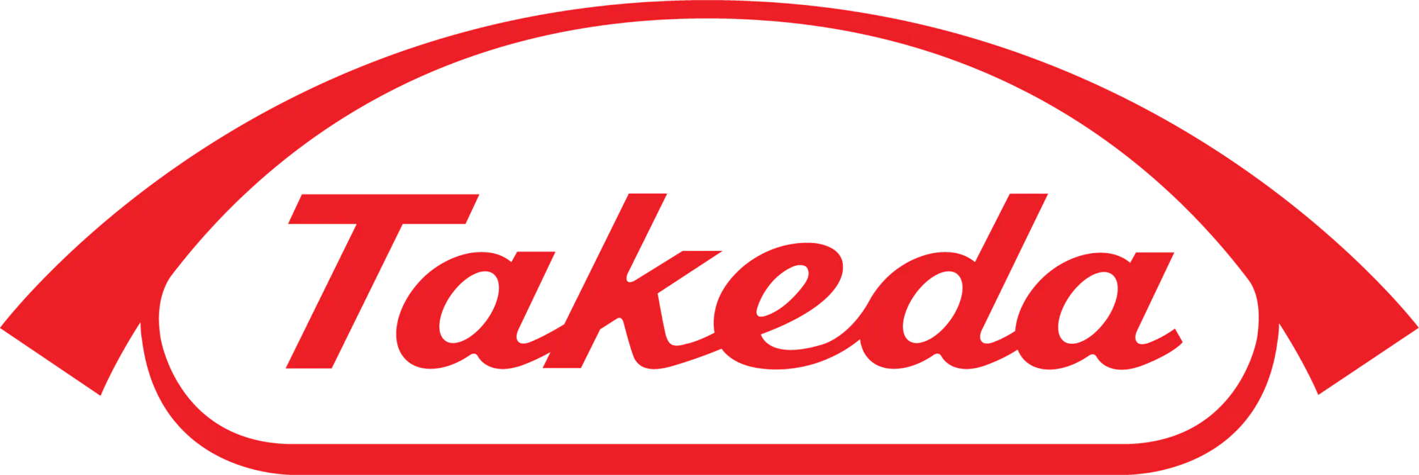 Takeda pharmaceutical company logo in red with a curved arrow design.