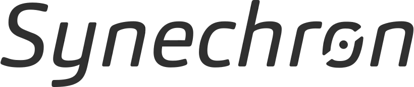 Synechron company logo in stylized black font on a white background.