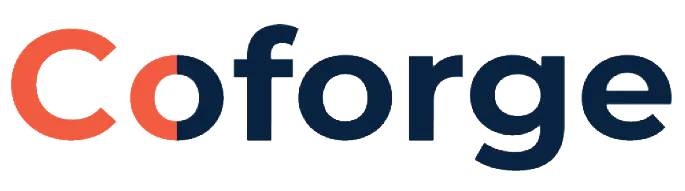 Conforge brand logo with stylized orange and dark blue text.