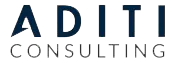 Logo with the text ADITI CONSULTING in bold and stylized capital letters.