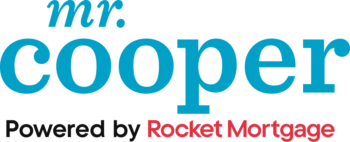 Mr. Cooper logo with the text Powered by Rocket Mortgage beneath it.