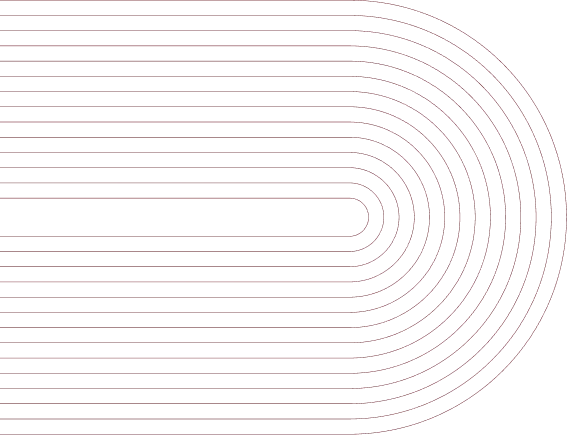 Series of red parallel lines curving to form a semicircle on a black background.