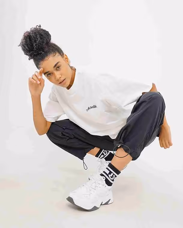 A collage of lifestyle images featuring diverse individuals wearing ASDF merchandise and using ASDF products.