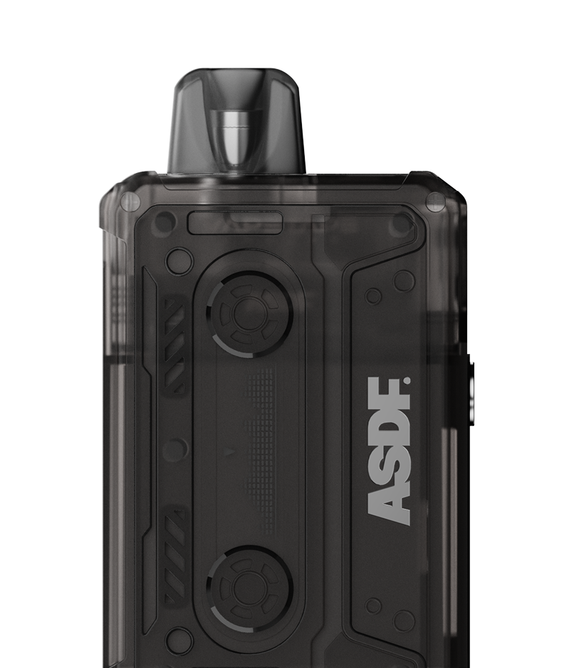 Engage open pod system in a clear, blocky design revealing internal structure.