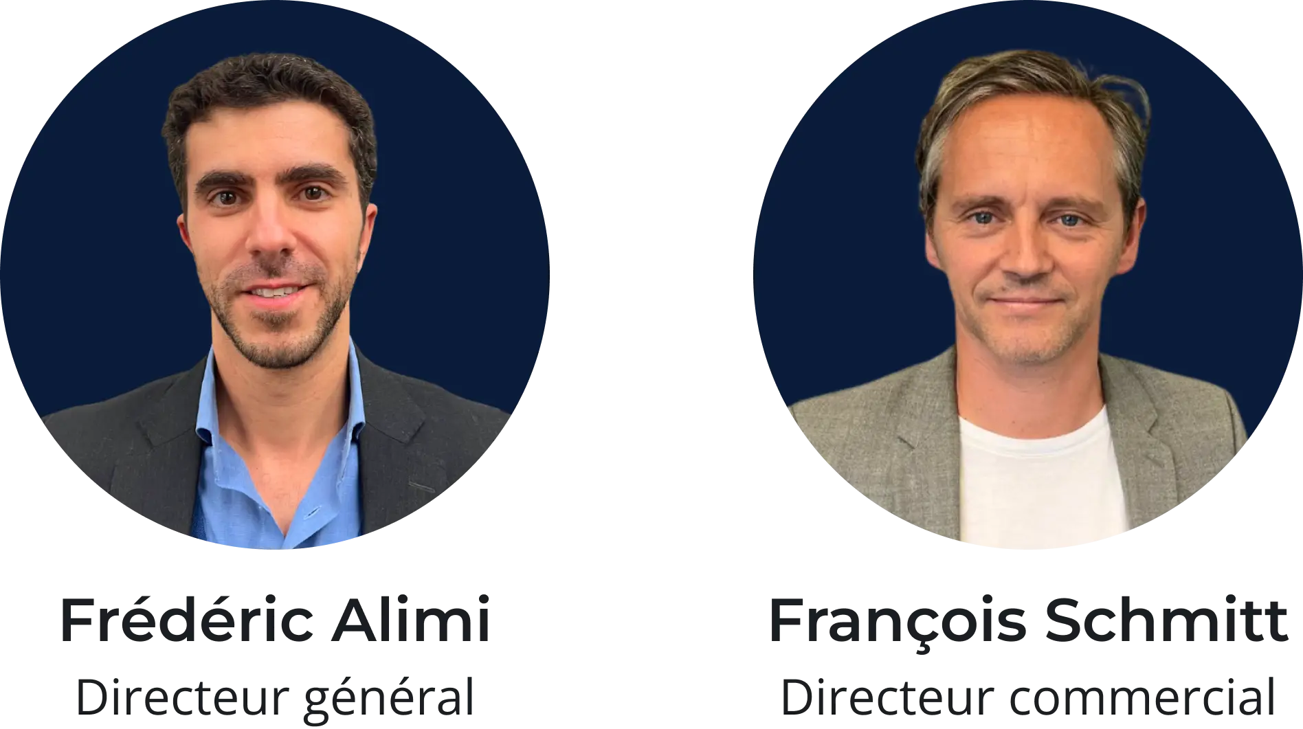Ritratti di Frédéric Alimi (Direttore generale) e François Schmitt (Direttore commerciale)