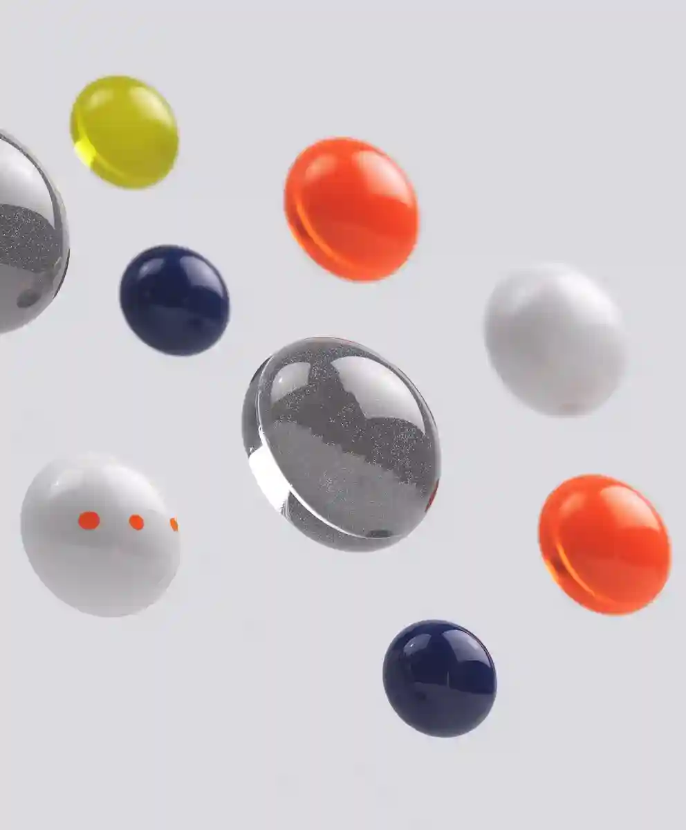 3D model of a solar system with various textured and colored spherical planets orbiting around a central large white textured sphere against a dark textured background.