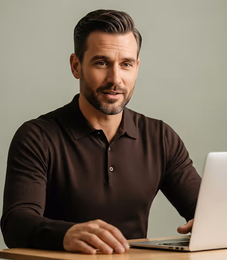 Flat lay of black and orange branded stationery including notebooks, pens, glasses, and a smartphone on a dark surface.