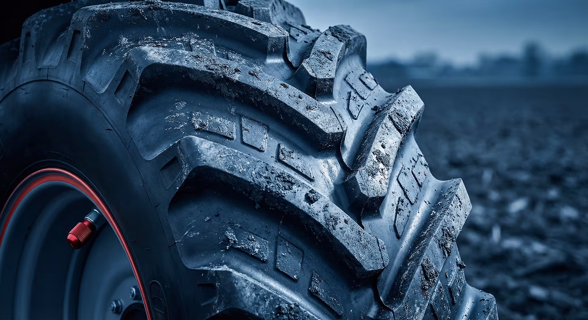 Detail vzorku pneumatiky velkého traktoru.