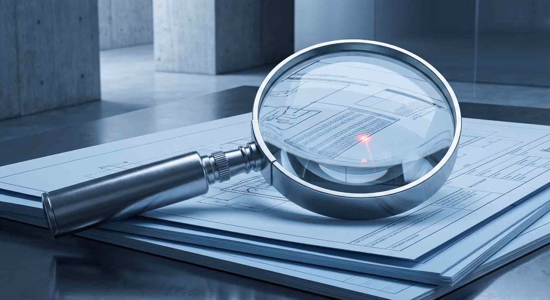 Lupa položená na stohu dokumentů.