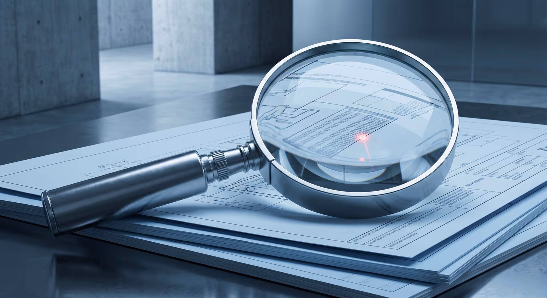 Lupa položená na stohu dokumentů.