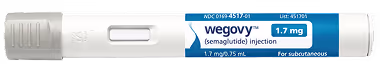 Wegovy semaglutide 1.7 mg subcutaneous injection pen.