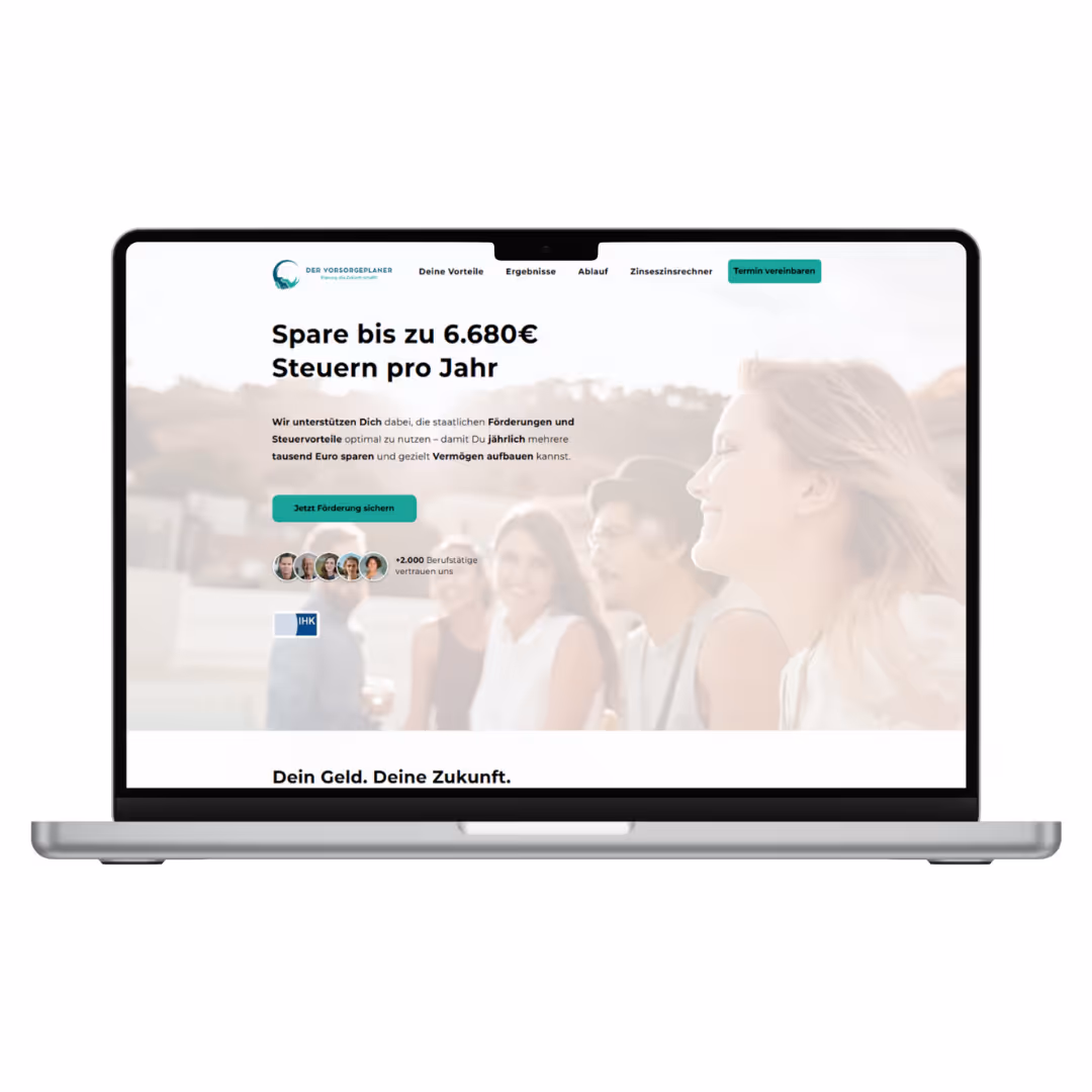 Benutzeroberfläche der Finanzplattform Der Vorsorgeplaner