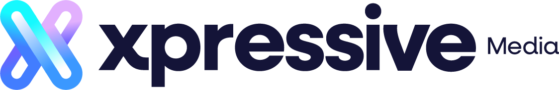 Xpressive Media company logo with overlapping blue and purple stylized X and bold black text.