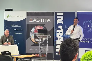 One-on-one discussion during conference panel