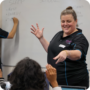 Three overlapping pages of an educational activity titled 'Online Contact: A Conscience Alley Activity' from the eSmart Digital Licence program, featuring instructions, colorful illustrations, and QR code.