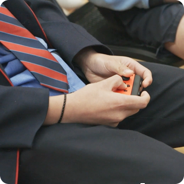 Three overlapping pages of an educational activity titled 'Online Contact: A Conscience Alley Activity' from the eSmart Digital Licence program, featuring instructions, colorful illustrations, and QR code.