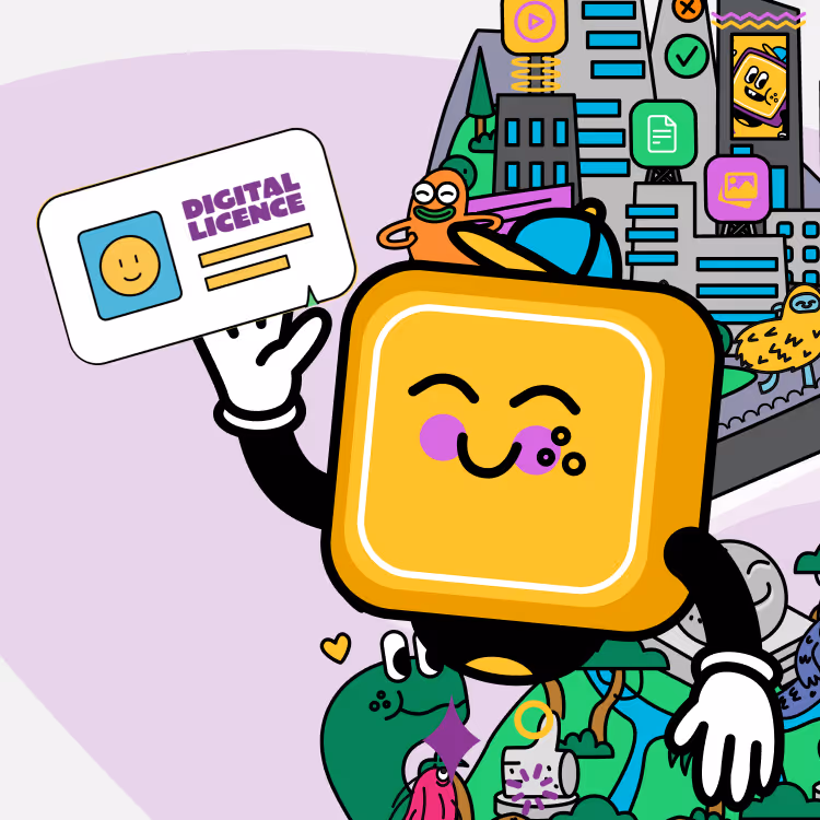 Three overlapping pages of an educational activity titled 'Online Contact: A Conscience Alley Activity' from the eSmart Digital Licence program, featuring instructions, colorful illustrations, and QR code.