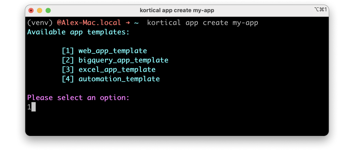 Select your app template to start from