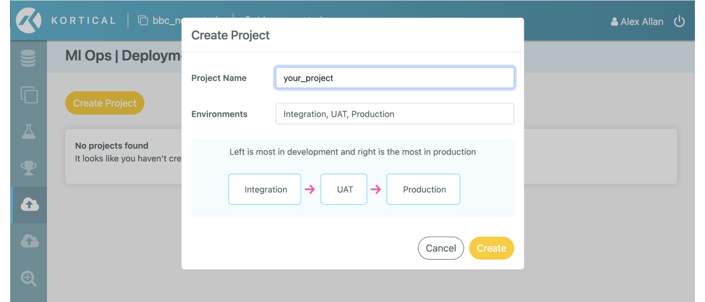 Create your ML project - give it a name