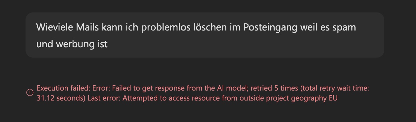 Fehlermeldung in Copilot Cowork: Zugriff auf Ressource ausserhalb der Projektgeografie EU