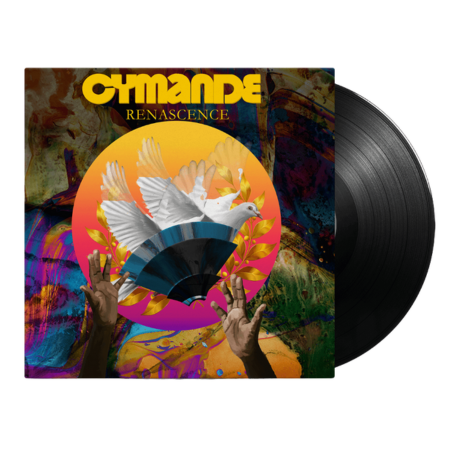 Albumcover von Ashnikko mit einem fantasievollen Cartoon-Gesicht mit blauen Haaren vor einem rosafarbenen Himmel und blauem Vinylschallplatten-Design.