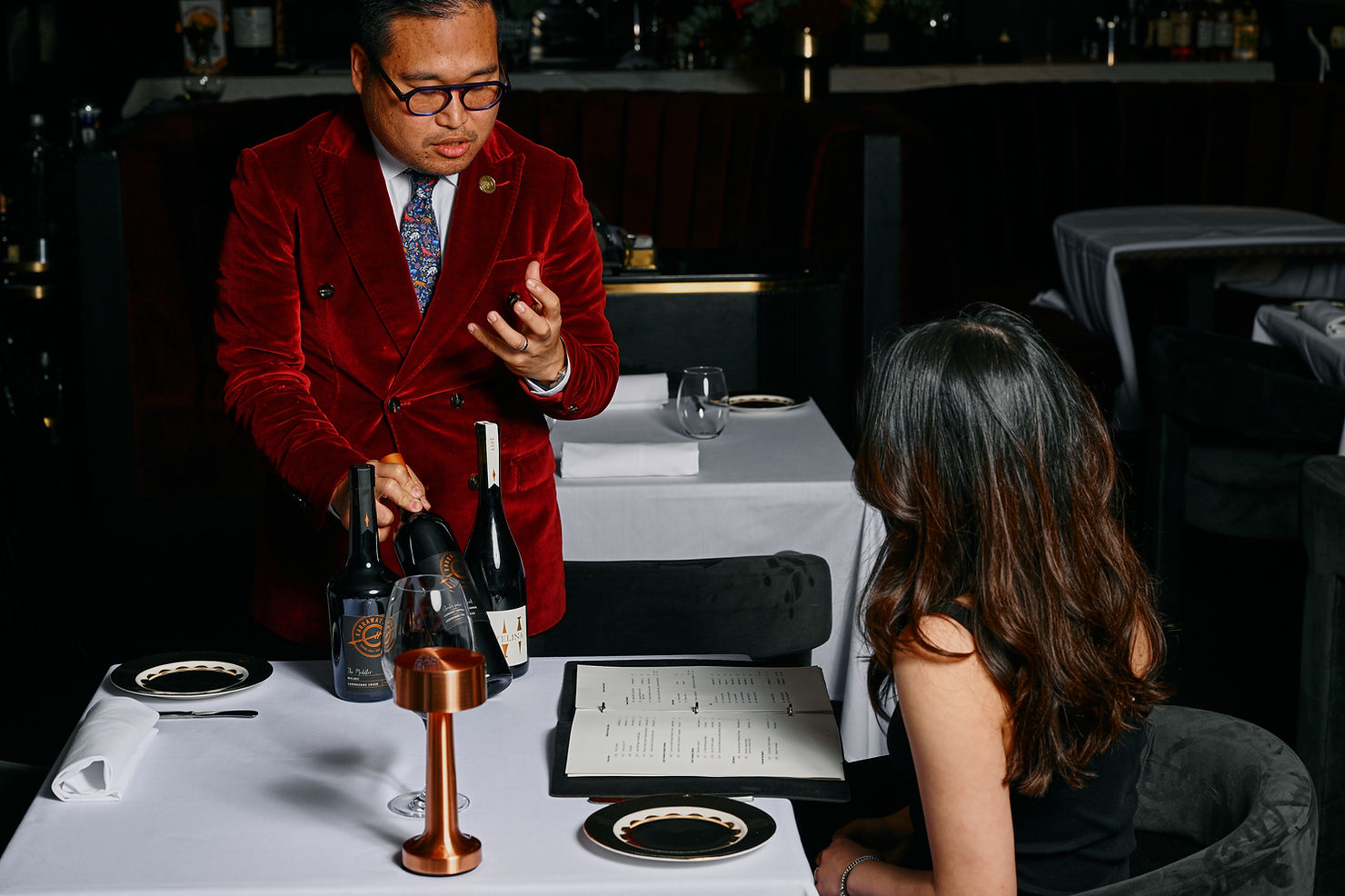 Harold from Steer Dining Room talking through extensive wine selection